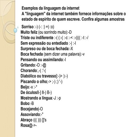 Exemplos linguagens da internet | PPTX