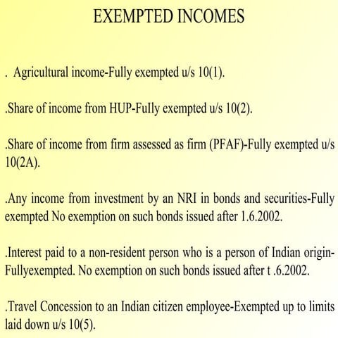 Exempted Incomes | PPT
