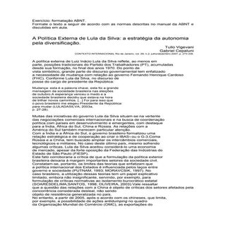 Exercício de formatação abnt