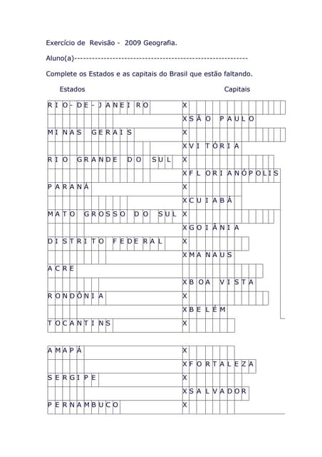 Exercício de  revisãogeo