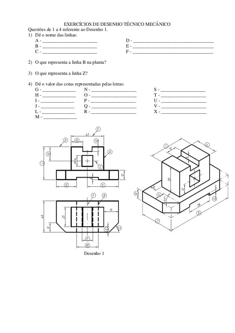 Exercícios de desenho técnico mecânico Exercícios de desenho técnico mecânico