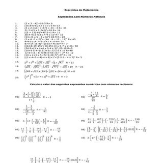 Exercícios de matemática