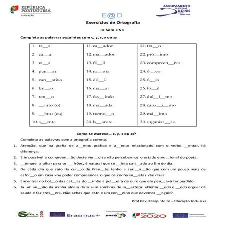 Exercícios de ortografia 1 | DOCX