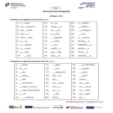 Exercícios de ortografia 3 | DOCX
