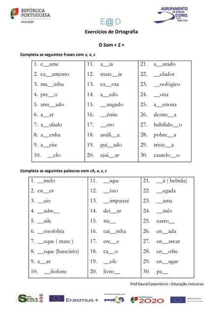 Exercícios de ortografia 3 | DOCX