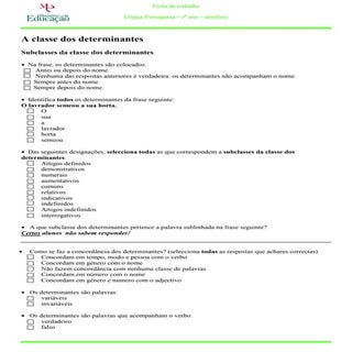 Exercícios determinantes pronomes e...