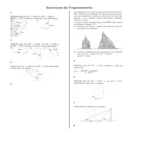 Exercícios de trigonometria