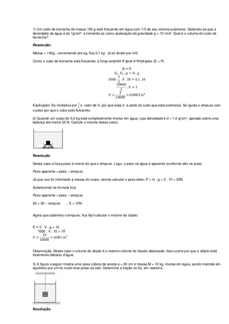Exercicios Resolvidos De Empuxo