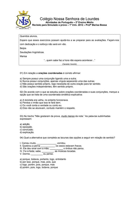 Exercícios revisão intertextualidade 
