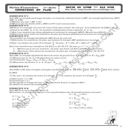 Exercice isometrie du plan