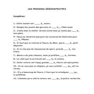 Exercices des pronoms démonstratifs