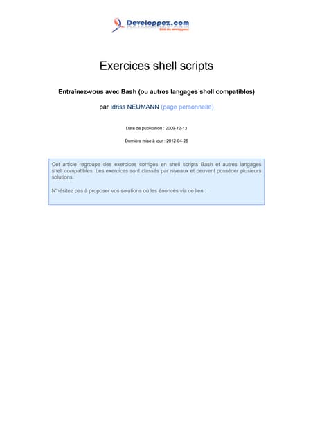Exercices shell