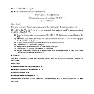 Exercices corrige macroeconomie  s2...