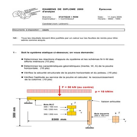 Correction Examen 2014-2015 RDM | PDF