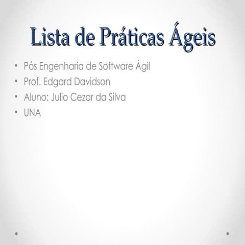Lista de Práticas Ágeis
