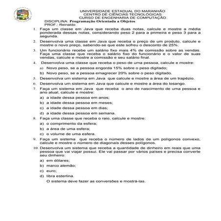 Exercicios java básico | PDF