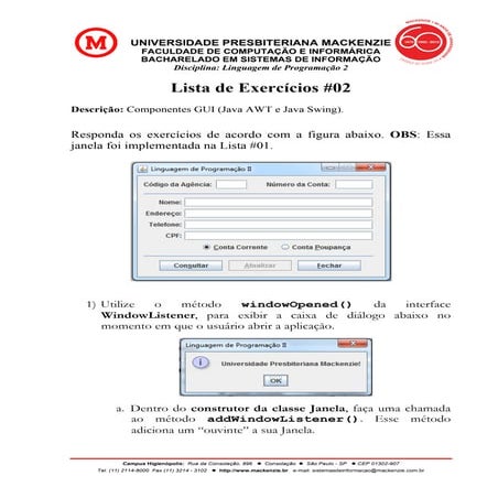 Exercicios - Java Swing Listeners