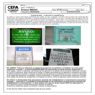 Exercicios coesão e coerência