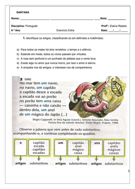 Atividades de artigos definidos e indefinidos para imprimir sala de ...