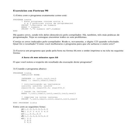 FORTRAN 90 - Exerciciosf90 | PDF