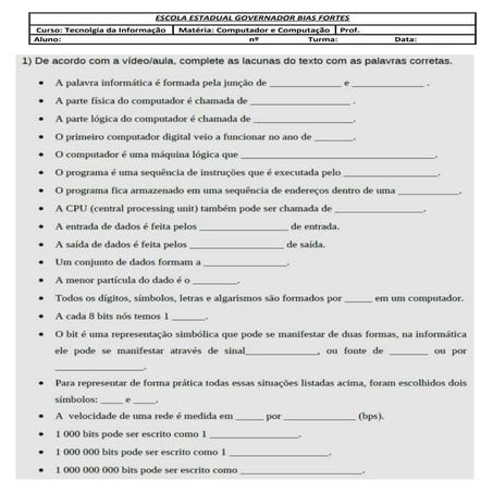 Exercicios introdução informática