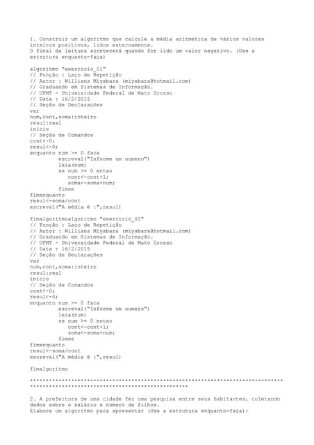 Exercicios resolvidos visuAlg
