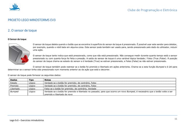EV3#4: Exercicios com o sensor de toque