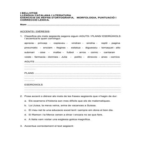 Exercicis de repàs ( 2n batxillerat)