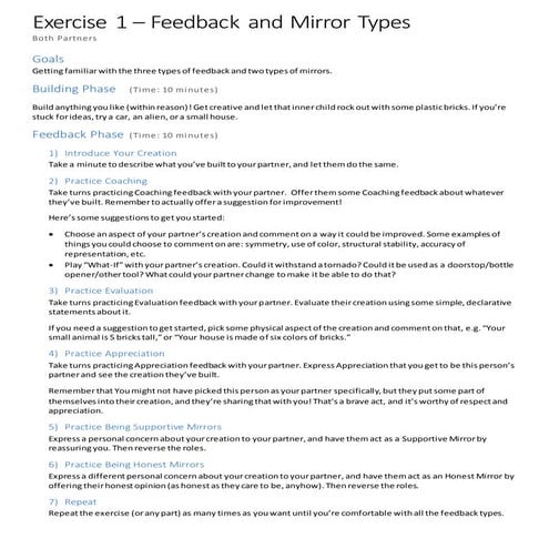 Exercise 1 - Feedback and Mirror Types