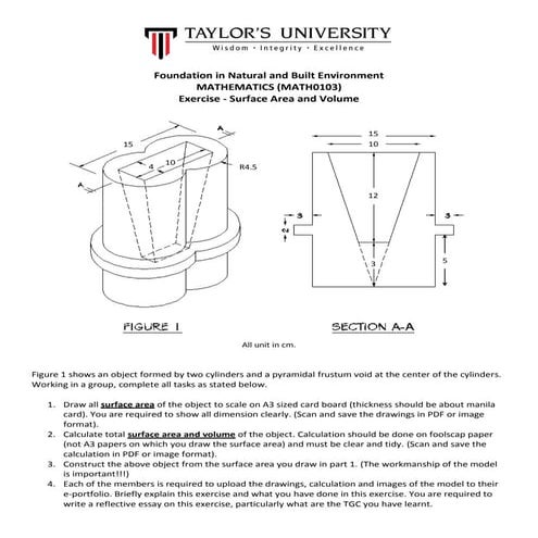 Exercise 1   area and volume