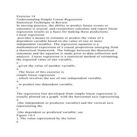 Exercise 14Understanding Simple Linear RegressionStatistical Tec.docx