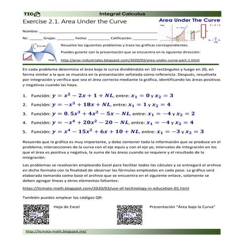 Exercise 2 1 - area under the curve 2020