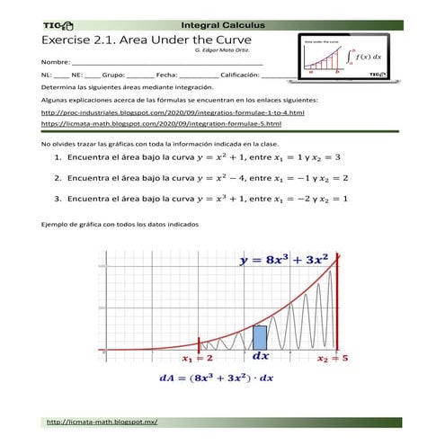 Exercise 2 1 - area under the curve 2020