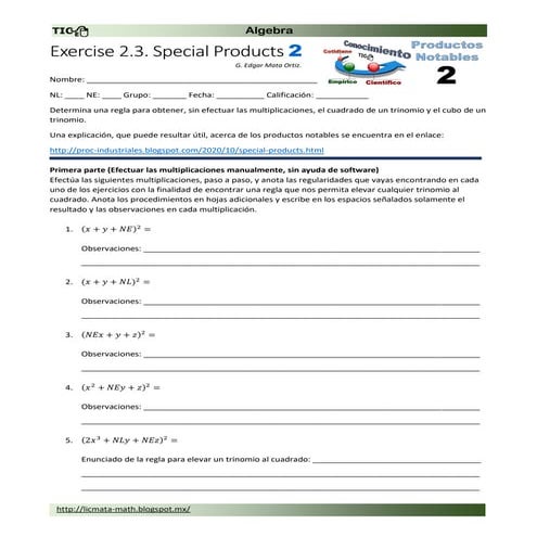 Exercise 2 3 - special products 2