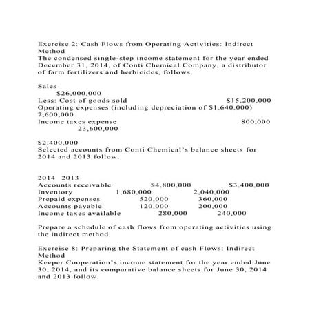 Exercise 2 Cash Flows from Operating Activities Indirect Method.docx