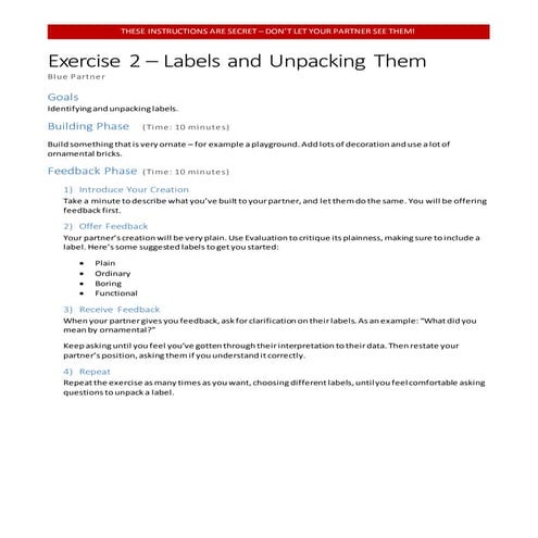 Exercise 2 (Blue) - Labels and Unpacking Them