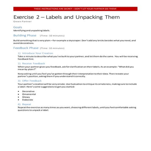 Exercise 2 (Green) - Labels and Unpacking Them