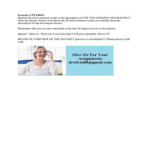 Exercise 3 PYTHON Identify the most common words in the description of.pdf