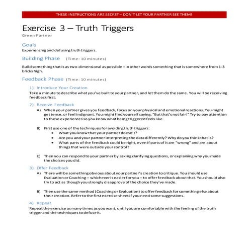 Exercise 3 (Green) - Truth Triggers