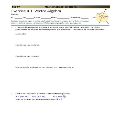 Exercise 4 1 vector algebra | PDF