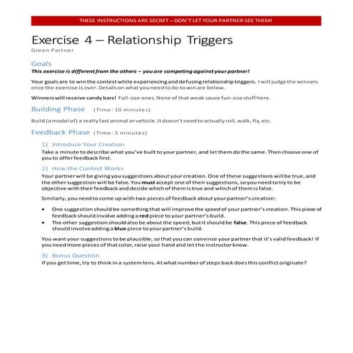Exercise 4 (Green) - Relationship Triggers