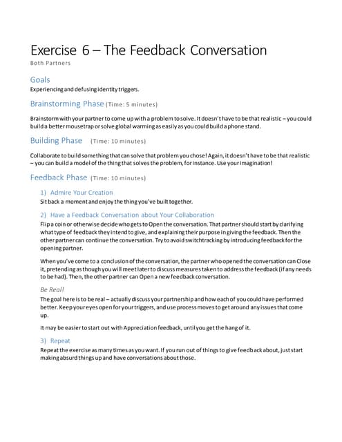 Exercise 6 - The Feedback Conversation