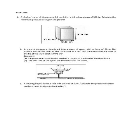 Exercises Chapter 3: Force&Pressure