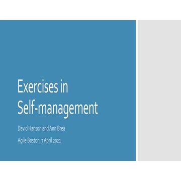 Exercises in Self-management