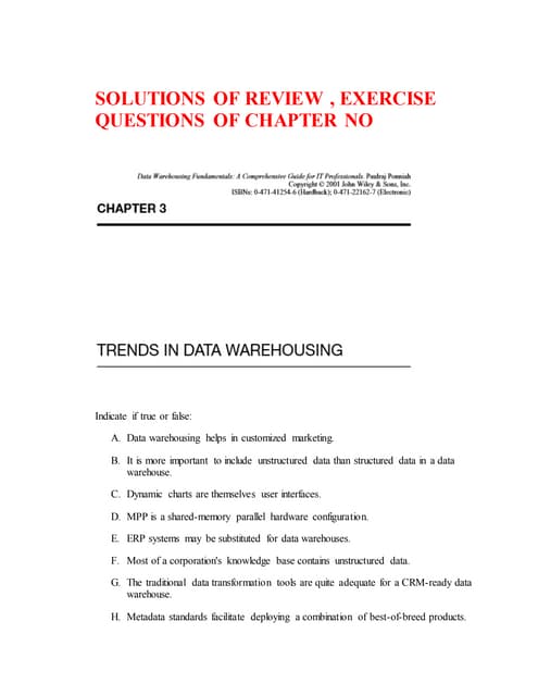 Exercise solution of chapter3 of datawarehouse cs614(solution of exercise)