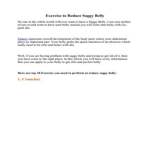 Exercise to reduce saggy belly | PDF