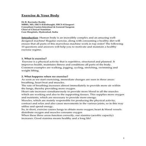 Exercise & your body