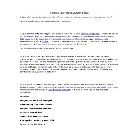 Exercisis de telecomunicacions.