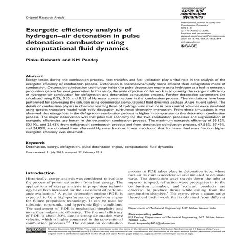 Exergetic efficiency analysis of hydrogen–air detonation in pulse detonation ...