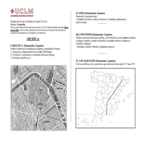 Ex geografía septiembre 2011. paeg (Selectividad). Castilla La Mancha